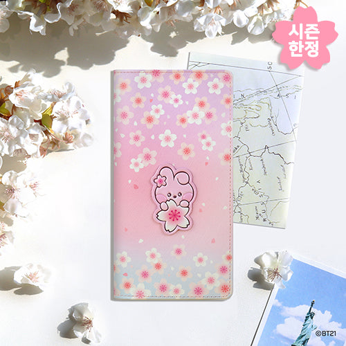 BT21 Leather passport cover large [Cherry Blossom]