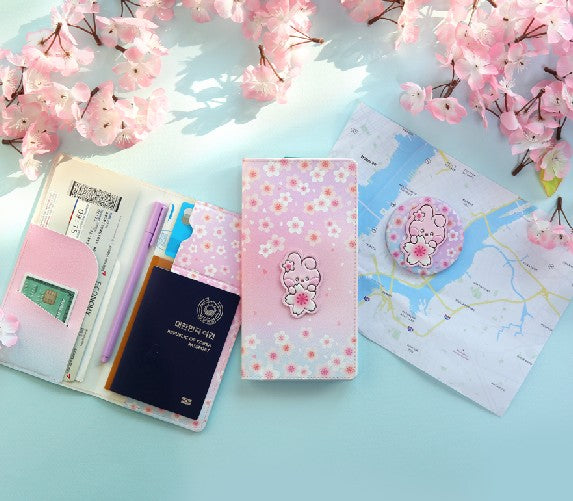 BT21 Leather passport cover large [Cherry Blossom]