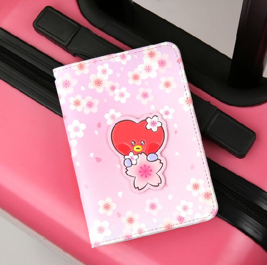 BT21  Leather Patch Passport Cover M [Cherry Blossom]