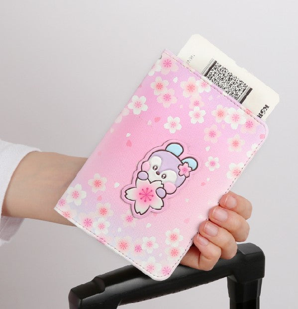 BT21  Leather Patch Passport Cover M [Cherry Blossom]