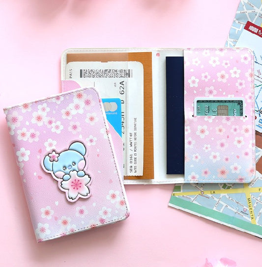BT21  Leather Patch Passport Cover M [Cherry Blossom]