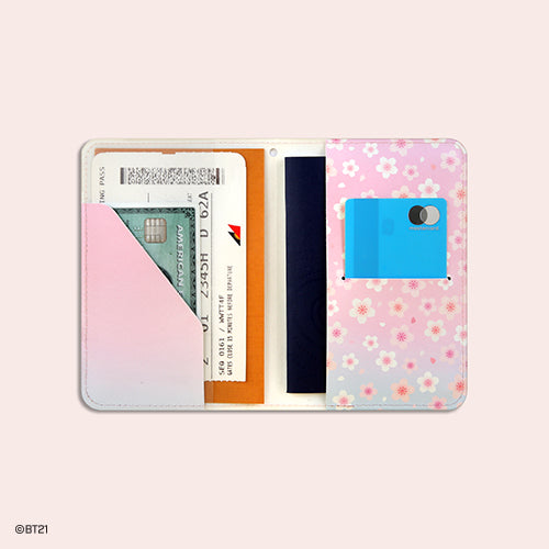 BT21  Leather Patch Passport Cover M [Cherry Blossom]