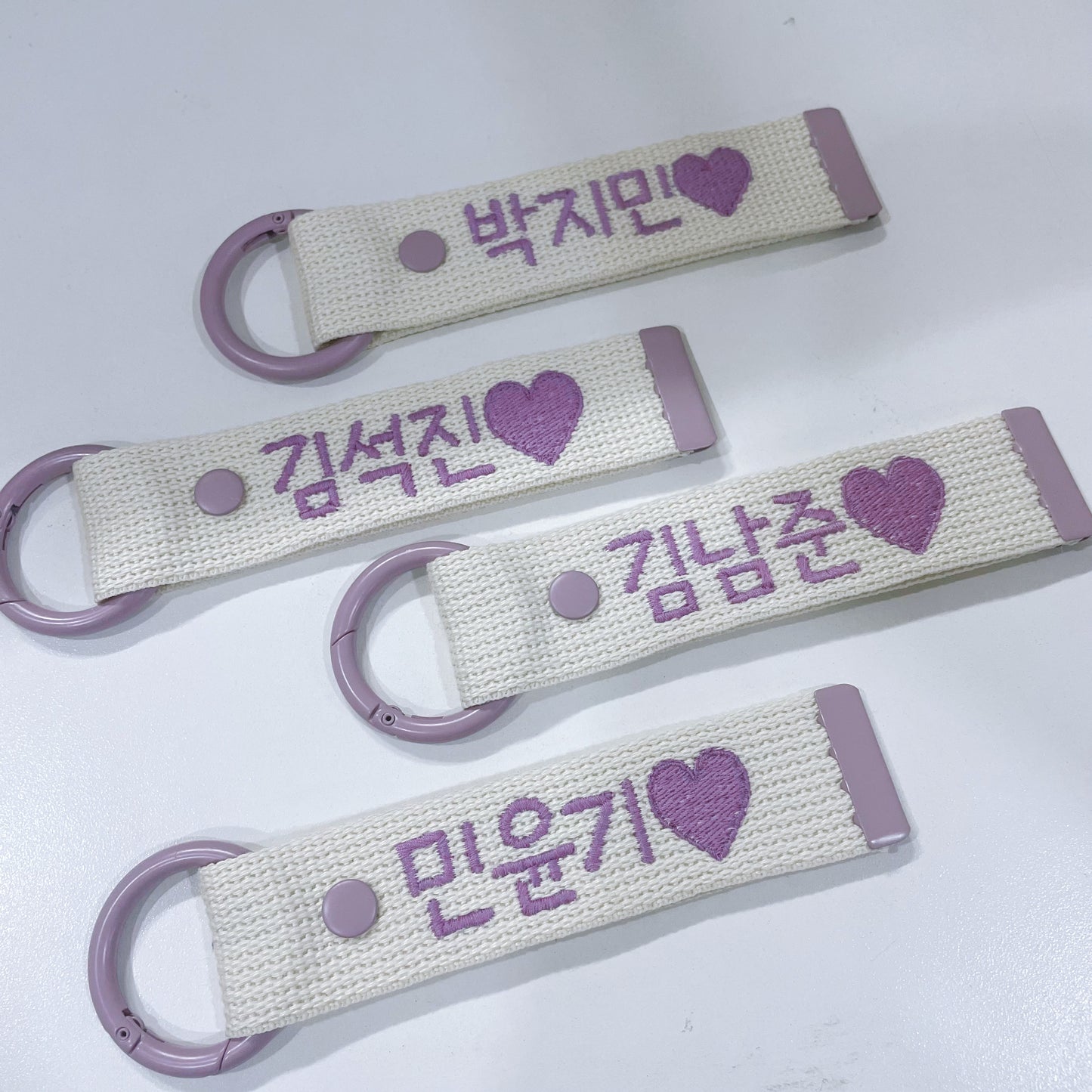 [아이보리+보라] BTS Korean name Embroidery Name Tag 100% Handmade